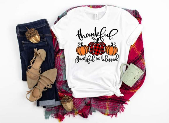 Grateful, Thankful and Blessed short sleeve t-shirt