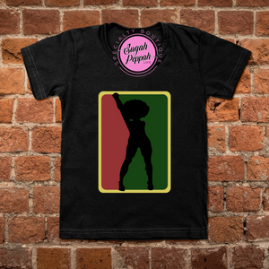 "Black Power" Afro Woman short sleeve black 100% cotton crew neck t-shirt with screen print