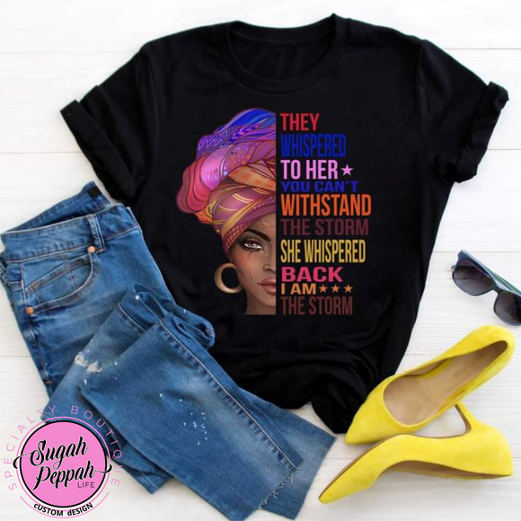 I am the Storm - Adult unisex short sleeve white crew 100% cotton with screen print