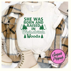 Wisha Wood - Adult unisex short sleeve white crew 100% cotton with quality print